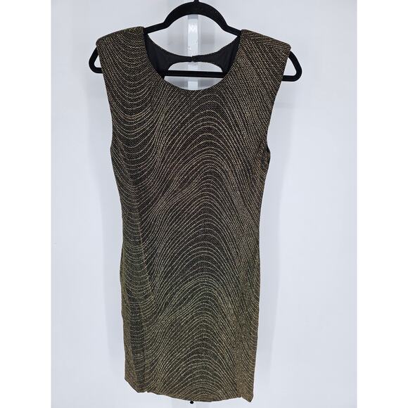 As U Wish Women's Black Gold Sleeveless Round Neck Low Back Party Dress Size L - Picture 1 of 4